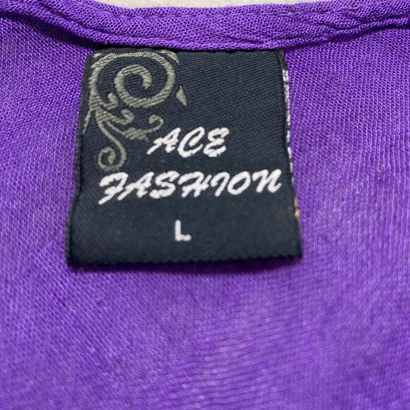 Purple Floral Sleeveless Tunic Top With Crochet Neckline Beachy Flowy - Picture 7 of 13